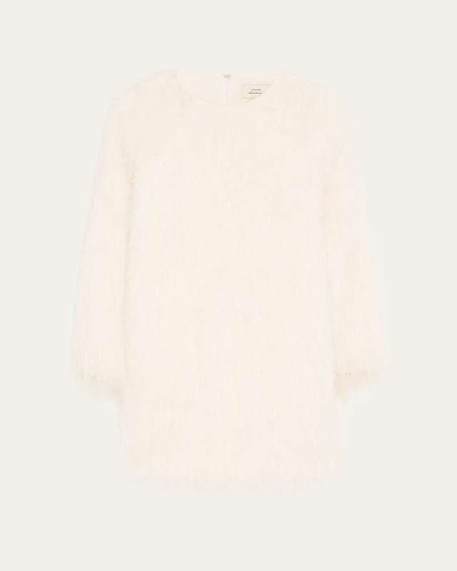 Tina Fringed Long-Sleeve Mini Dress
